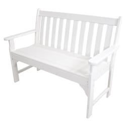 Ivy Terrace White Resin Traditional Garden Bench 35.25 in. H X 24 in. L X 48.5 in. D