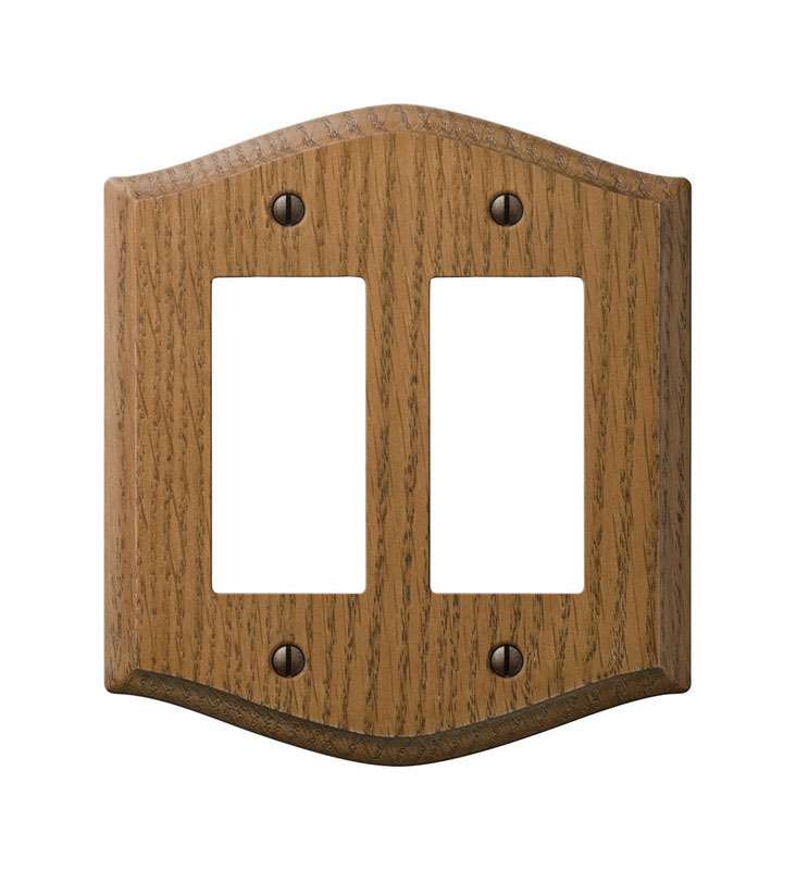 Amerelle Country Medium Brown 2 gang Oak Wood Rocker Wall Plate 1 pk ...