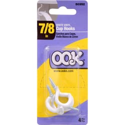 HILLMAN OOK Small Vinyl Coated White Steel 7/8 in. L Cup Hook 1 lb 4 pk