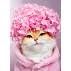 Avanti Press Seasonal Kitty Cat Hydrangea Cap Mother's Day Card Paper 2 pc