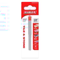 Diablo 3/8 in. X 3-3/4 in. L Carbide Tipped Tile and Stone Drill Bit 3-Flat Shank 1 pk