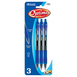 Bazic Products Optima Blue Retractable Oil Gel Pen 3 pk