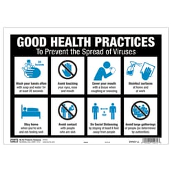 Hy-Ko English Black Health Safety Sign 8.5 in. H X 12 in. W