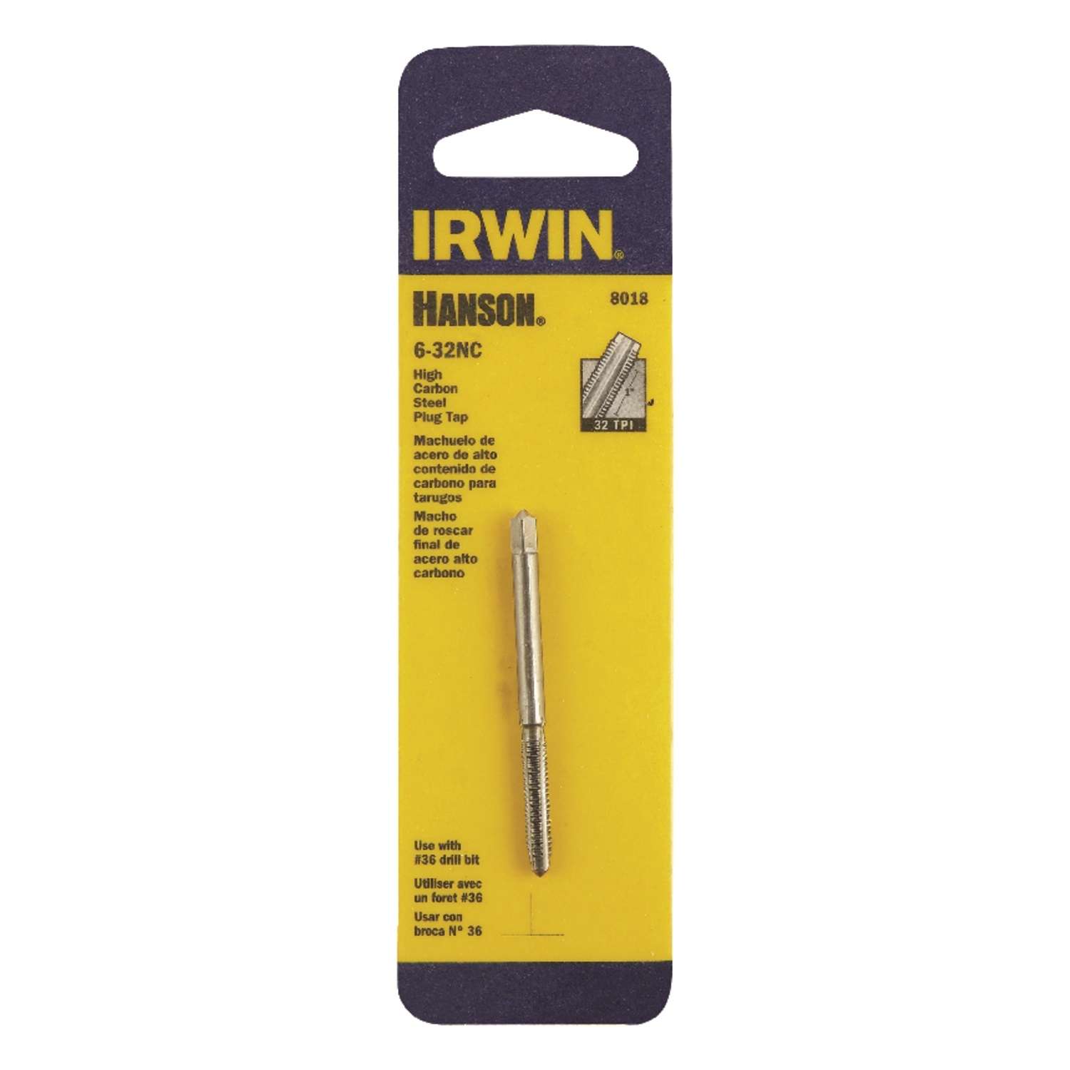 Tap 1/4-28 NF Irwin Tools 2623-3 Piece High Carbon Steel