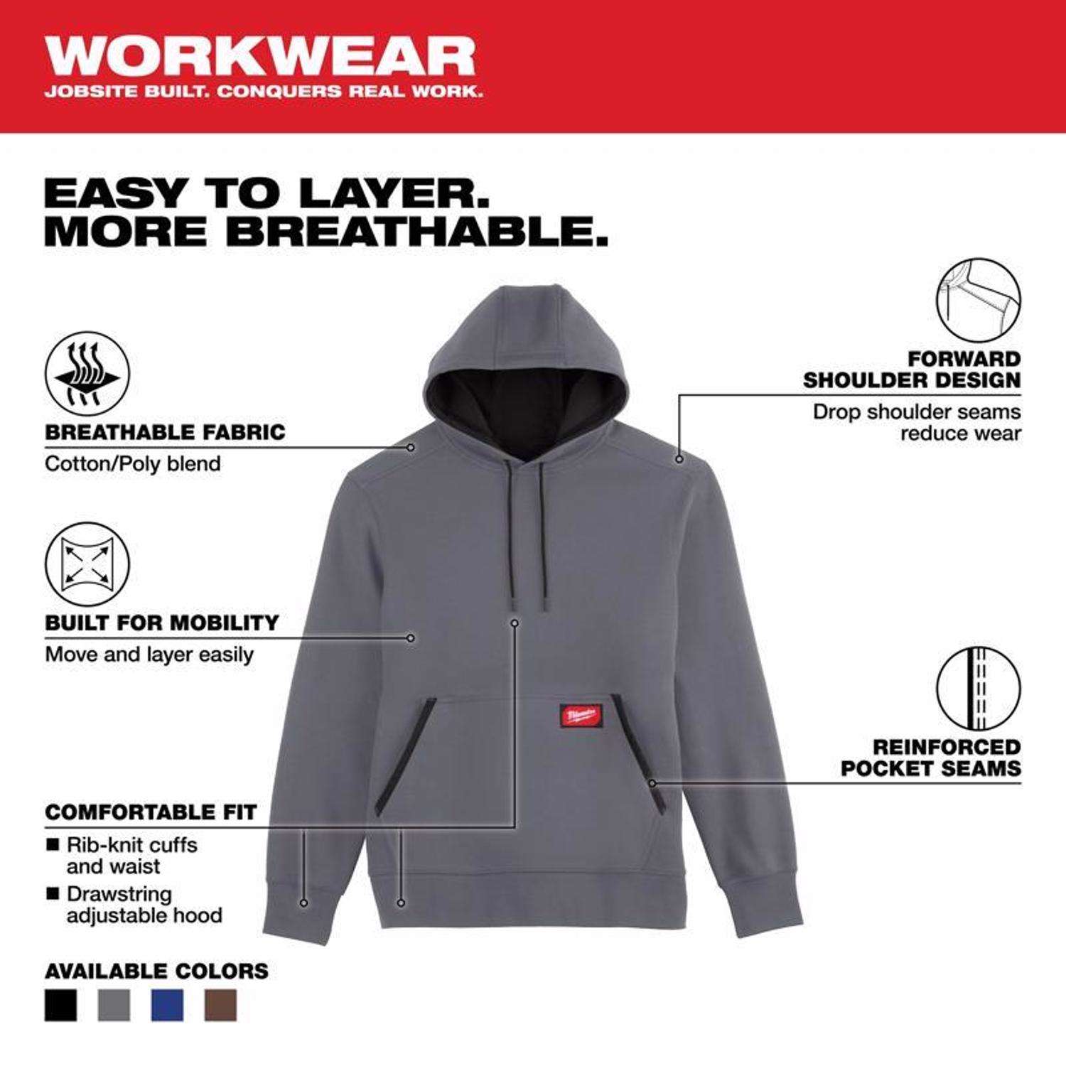 Milwaukee L Banded Sleeve Men's Hooded Hoodie Gray - Ace Hardware