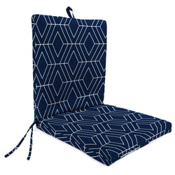 Jordan Manufacturing Navy Blue/White Geometric Polyester Chair Cushion 3 in. H X 21 in. W X 44 in. L