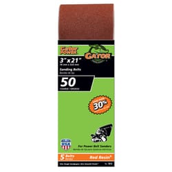 Gator 21 in. L X 3 in. W Aluminum Oxide Sanding Belt 50 Grit Coarse 5 pc