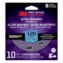 3M Pro Grade Precision 5 in. Aluminum Oxide Hook and Loop Sanding Disc 120 Grit Medium 10 pk
