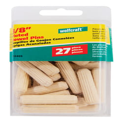 Wolfcraft Fluted Hardwood Dowel Pin 3/8 in. D X 1-1/2 in. L 1 pk Natural