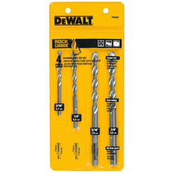 DeWalt 3 in. L Carbide Tipped Percussion Drill Bit Set 3-Flat Shank 4 pc