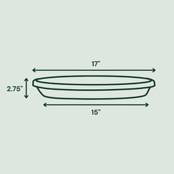 Bloem Terra 2.75 in. H X 17 in. W X 15 in. D Plastic Traditional Plant Saucer Charcoal