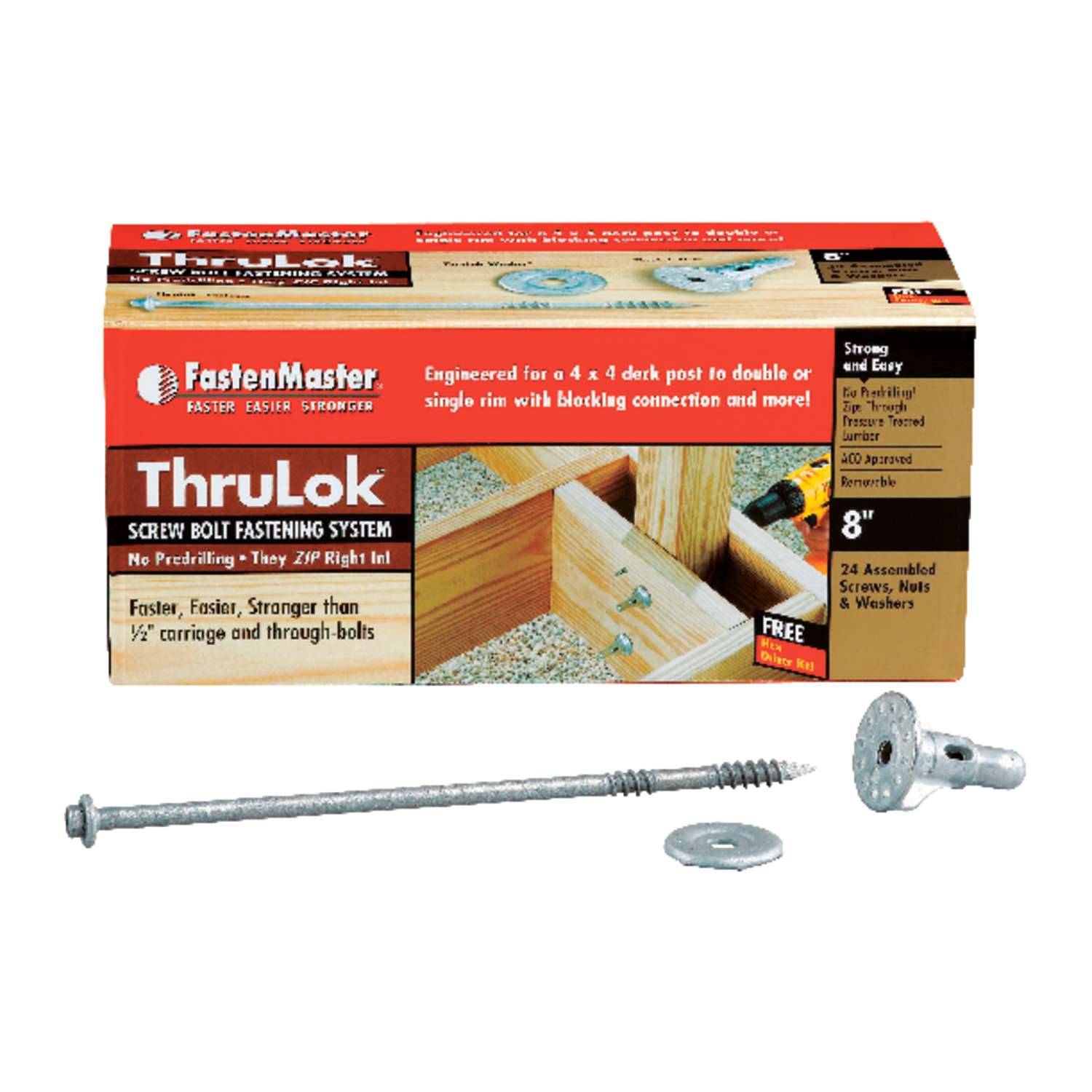 FastenMaster ThruLok No. 8 X 8 in. L Hex Drive Hex Head Screw Kit Ace