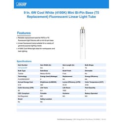 Feit Legacy Bulbs 6 W T5 0.63 in. D X 9 in. L Fluorescent Bulb Cool White Linear 4100 K 1 pk