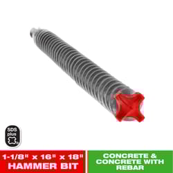 Diablo Rebar Demon 1-1/8 in. X 18 in. L Carbide Hammer Drill Bit SDS-Plus Shank 1 pk