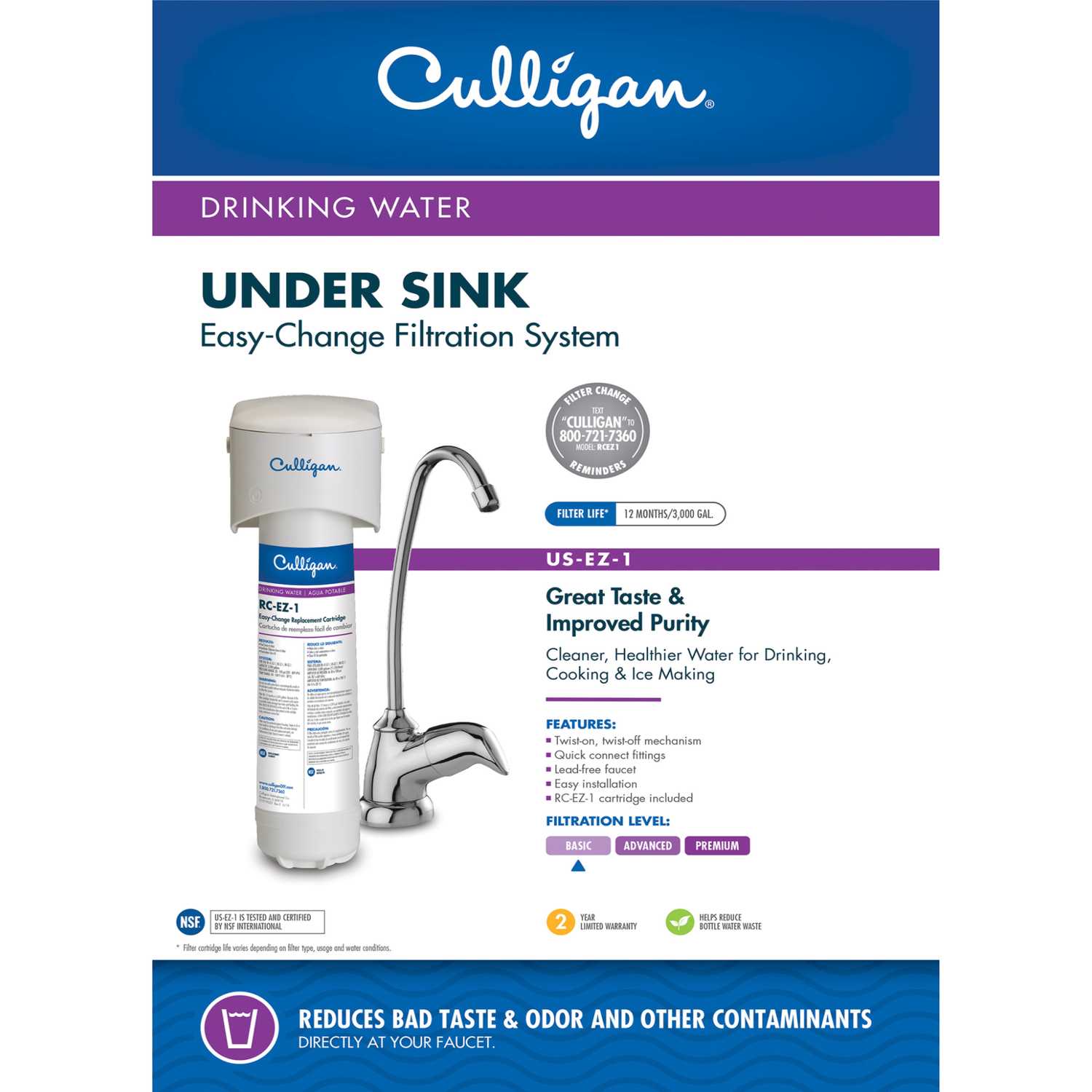 Culligan Easy Change Water Filtration System For Under Sink 3000 gal ...