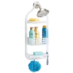 1 x Dual Hanging Shower Caddy 32x11x53cm Bathroom Organiser Storage Holder Rack 