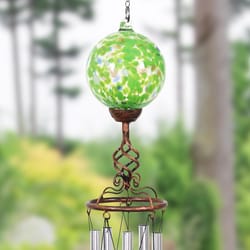 Exhart WindyWings Green Glass/Metal 46.5 in. H X 5 in. L X 5 in. W Ball Wind Chime