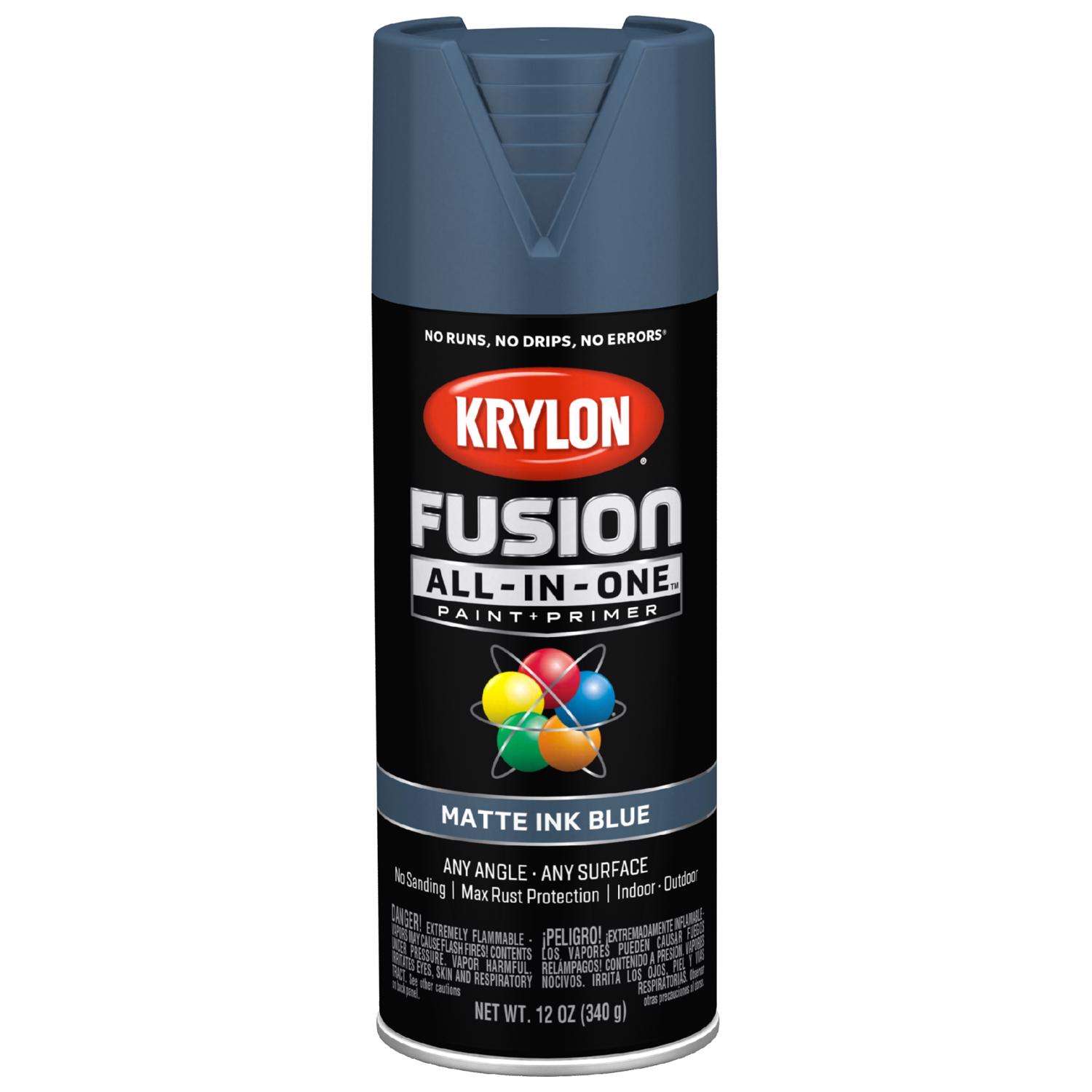 Krylon Fusion All-In-One Matte Ink Blue Spray Paint and Primer In