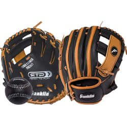 Franklin Black/Tan PVC Right-handed Baseball Glove 9.5 in. 1 pk