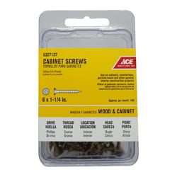 Ace No. 6 X 1-1/4 in. L Phillips Yellow Zinc Coarse Cabinet Screws 100 pk