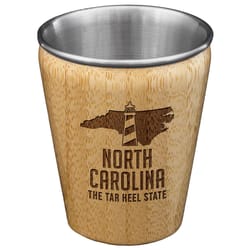 Totally Bamboo 2 oz Brown/Silver Stainless Steel/Wood North Carolina Shot Glass