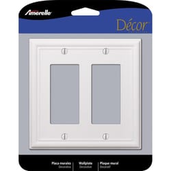 Amerelle Chelsea White 2 gang Stamped Steel Decorator Wall Plate 1 pk