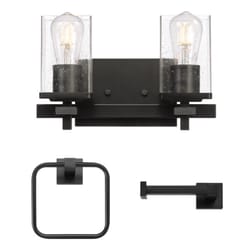 Globe Electric Matte Black 2 lights Incandescent Vanity Light Wall Mount