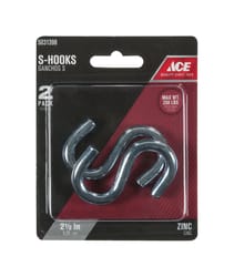 Ace Small Zinc-Plated Silver Steel 2.75 in. L S-Hook 160 lb 2 pk - Ace  Hardware