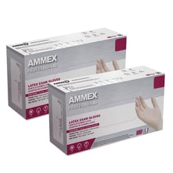 AMMEX Professional Latex Disposable Gloves Medium Ivory Powder Free 100 pk