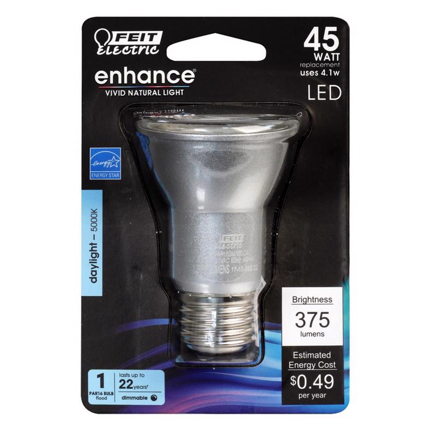 Feit Enhance PAR16 E26 Medium LED Bulb Daylight 45 Watt Equivalence 1 pk Mfr BPPAR16DM 950CA Ace Hardware
