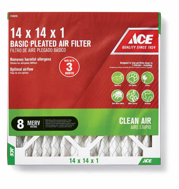 Ace 14 in. W x 14 in. H x 1 in. D Pleated 8 MERV Pleated Air Filter