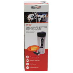 RoadPro 12 V Black/Silver Heated Travel Mug 1 pk