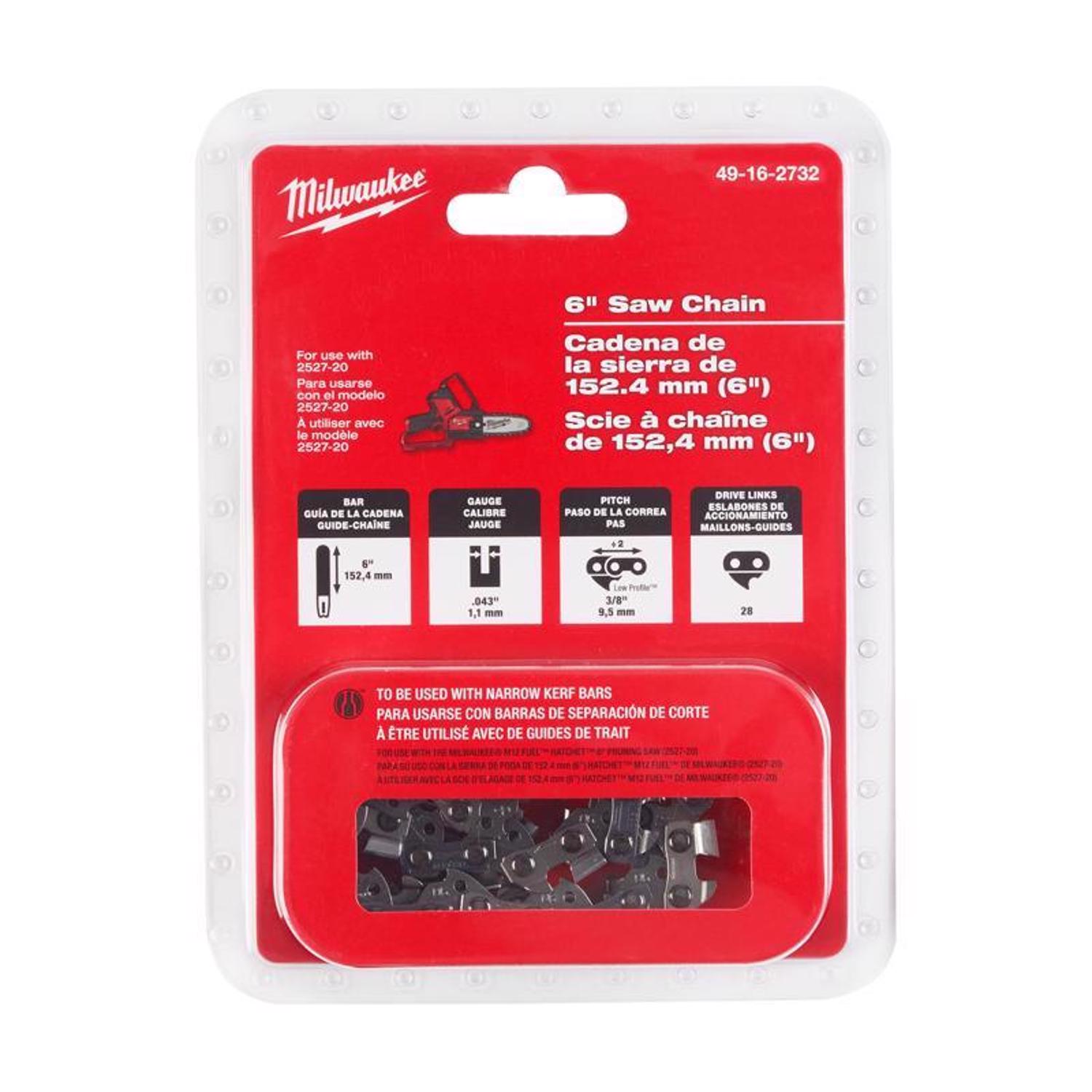 Photos - Chain / Reciprocating Saw Blade Milwaukee 6 in. Replacement Chainsaw Chain 28 links 49-16-2732 