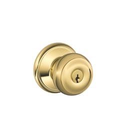 Schlage Georgian Bright Brass Entry Door Knob 1-3/4 in.