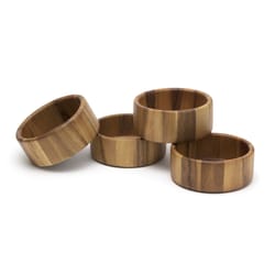 Lipper International Brown Acacia Wood Straight Side Bowls Bowl 4 pk