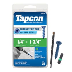 Tapcon 1/4 in. in. X 1-3/4 in. L Star Flat Head High/Low Concrete Screws