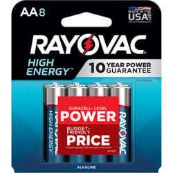 Rayovac High Energy AA Alkaline Batteries 8 pk Carded
