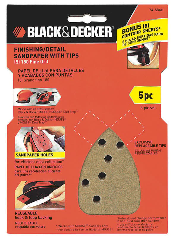 UPC 885911099233 product image for Black & Decker 5 Ct. 180 Grit Mouse Sandpaper (BDAM180) | upcitemdb.com