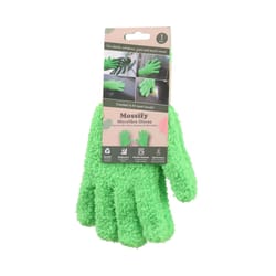 Mossify One Size Fits All Microfiber Leaf Shining Green Gardening Gloves