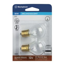 Westinghouse 18 W S11 Specialty Incandescent Bulb D.C. Bayonet White 2 pk