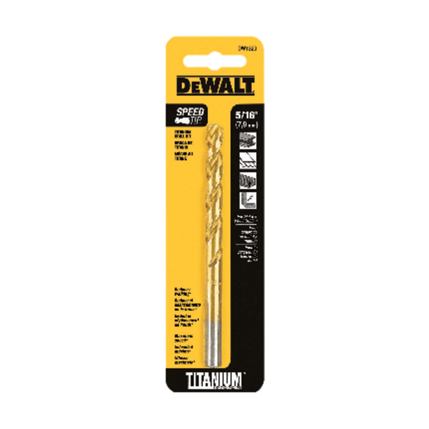 DeWalt 5/16 in. x 4-1/2 in. L High Speed Steel Split Point Drill Bit 1 ...