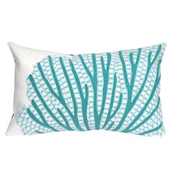 Liora Manne Visions III Aqua Coral Fan Polyester Throw Pillow 12 in. H X 2 in. W X 20 in. L