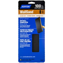 Norton WallSand 11-1/4 in. L X 4-3/16 in. W 100 Grit Silicon Carbide Sandpaper 5 pk