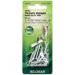 HILLMAN Steel-Plated White Picture Hanger 10 lb 8 pk