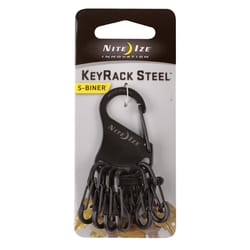 Nite Ize KeyRack 2 in. D Stainless Steel Black Carabiner Key Ring