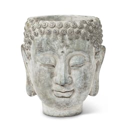 Abbott 7 in. H Cement Buddha Head Planter Gray