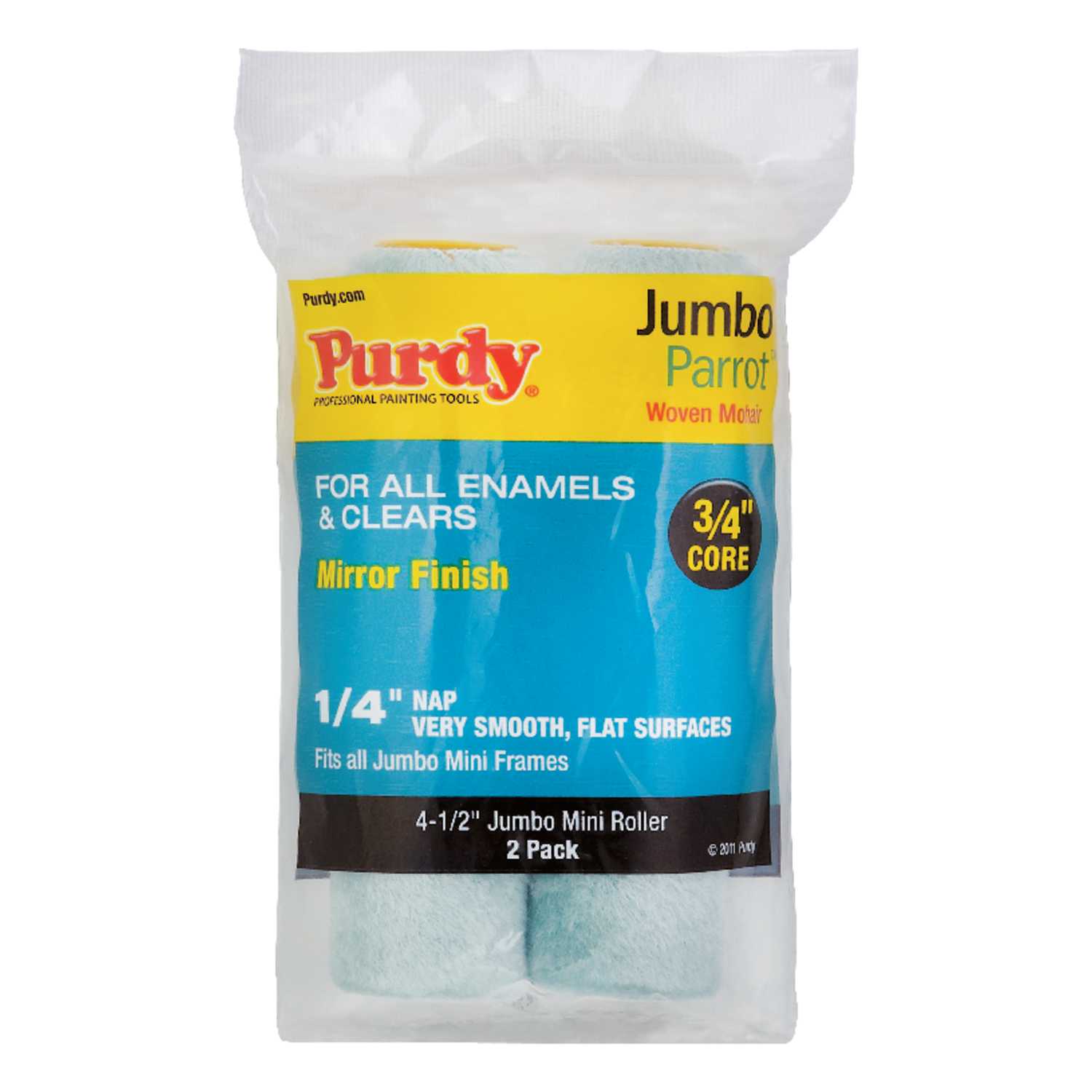 Purdy Parrot Mohair Blend 1/4 in. x 4.5 in. W Mini 2 pk Paint Roller