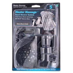 Whedon Blaster Massage Matte Black Plastic 5 settings Handheld Showerhead 2.5 gpm