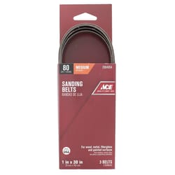 Ace 30 in. L X 1 in. W Aluminum Oxide Sanding Belt 80 Grit Medium 3 pc