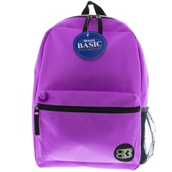 Bazic Products Basic Collection Purple Backpack 16 in. H X 5 in. W